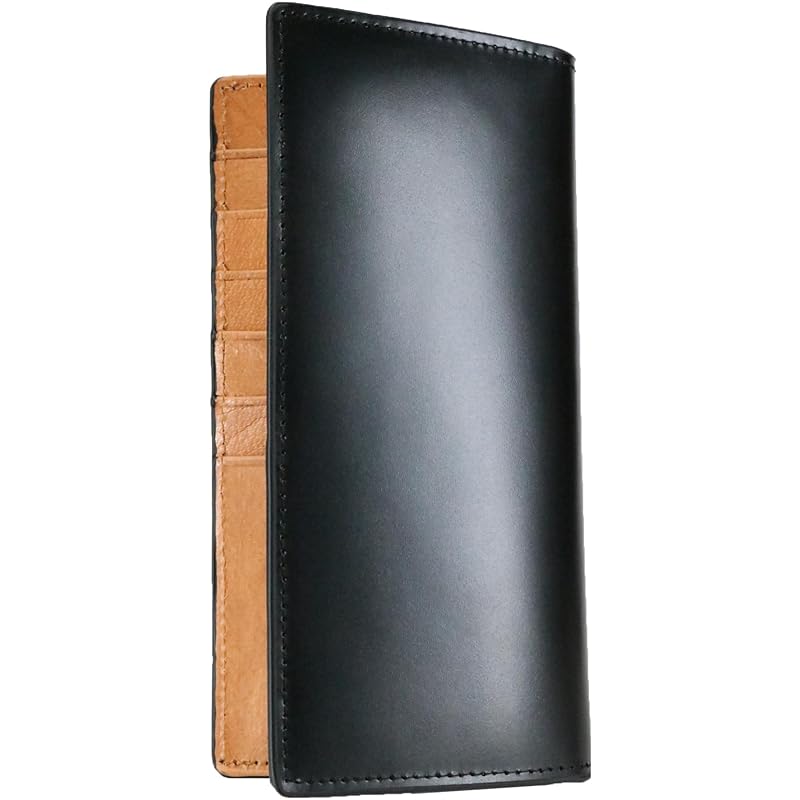 

[FashionBerry] black long wallet men s bi-fold wallet genuine leather leather horse leather Thin thin wallet large capacity horse leather zipper