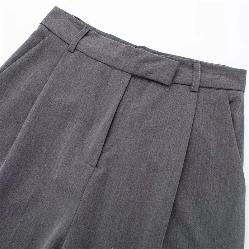 Herbst Neue 2024 frauen Hosen Beige Grau Schwarz Breite Bein Hosen Frauen Hohe Taille Baggy Hosen Frau Mode Sommer Büro hosen