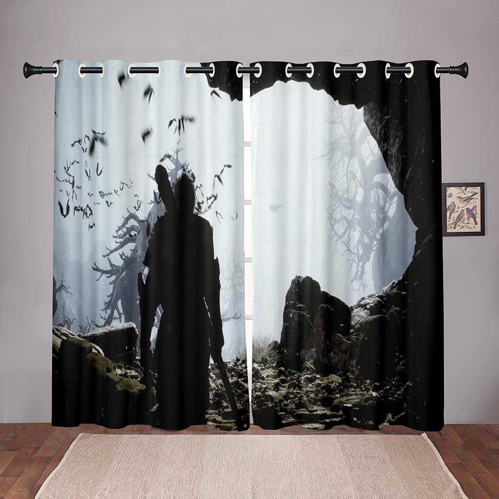 3D Game Black Myth WUKONG Pattern Curtains 2 Panels Young People Game Lovers Living Room Bedroom Esports Room Decor