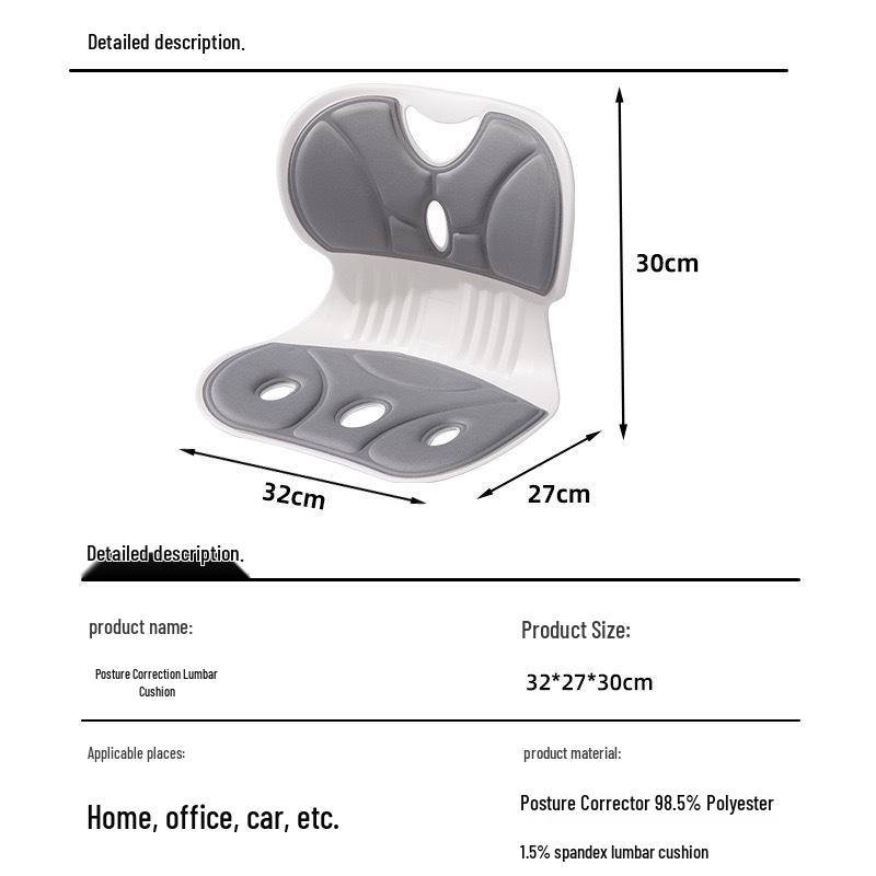 

Ergonomic Lumbar Support Cushion: Corrects Posture, Prevents Hunchback, Ideal for Long Sitting 35x33x30cm