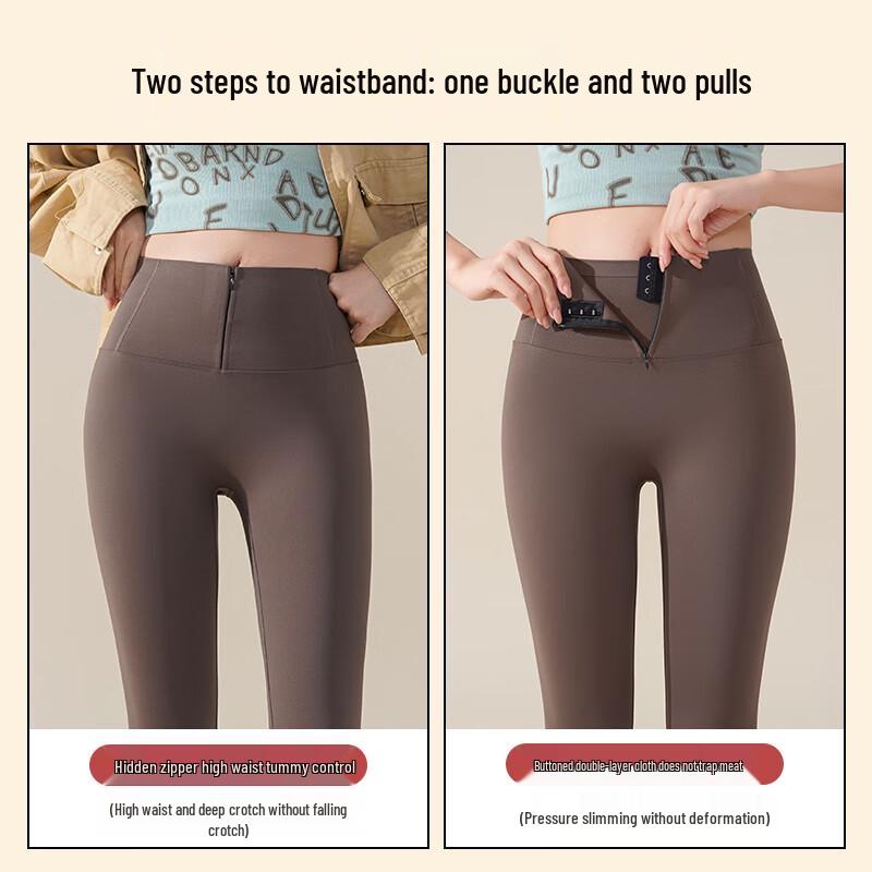 Oudifen Women's High-Waist Zipper Shaping Shark Leggings