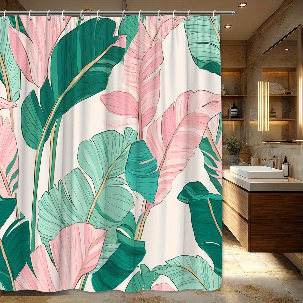 

1Pc Tropical Leaf Pattern Shower Curtain, Polyester Fabric, Machine Washable, Suitable For Bathroom Decoration W60H190(CM)-1 Pcs