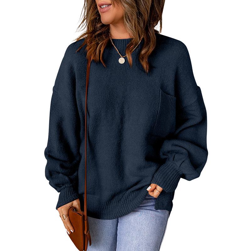 2025 Winter Women's Casual Loose Round Neck Sweater - European and American Style