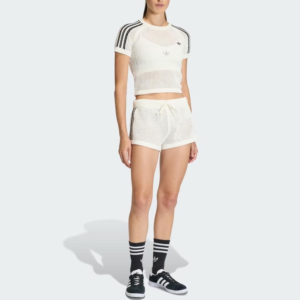 adidas Originals Cali Tee Gebreid Haak Slim Fit Korte Mouw T-shirt Dames Tops KE0200