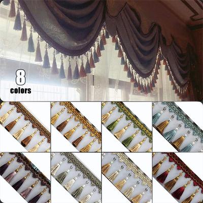 1/2 Meter Beaded Lace Curtain Sewing Tassel Fringe Trim Upholstery Curtain Ribbon Home Decor Supplies
