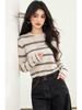 Women's 2025 Spring Color Block Striped Knit Pullover Sweater