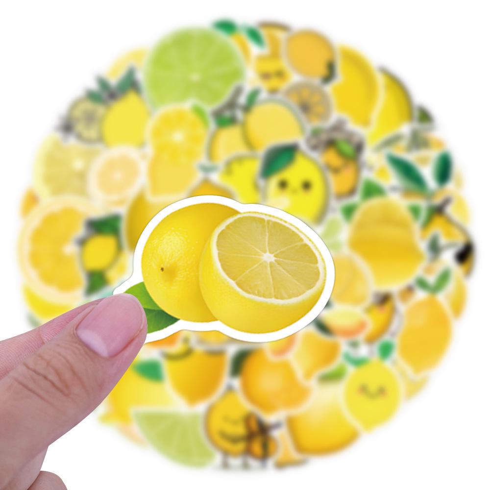 60 Lemon Graffiti Cartoon Fruit Stickers for DIY Phone Cases and Suitcases - Waterproof and Kid-Friendly