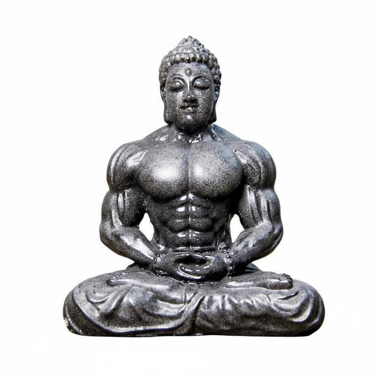 Resin Muscular Buddha Statue Creative Design Bodybuilder Buddha Figurine Vintage Style Meditating Muscle Man Statue for Fitness