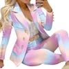 2PCS Women Blazer Suit Lapel Jacket Coat + Pants Co-ord Set Formal Office Outfit