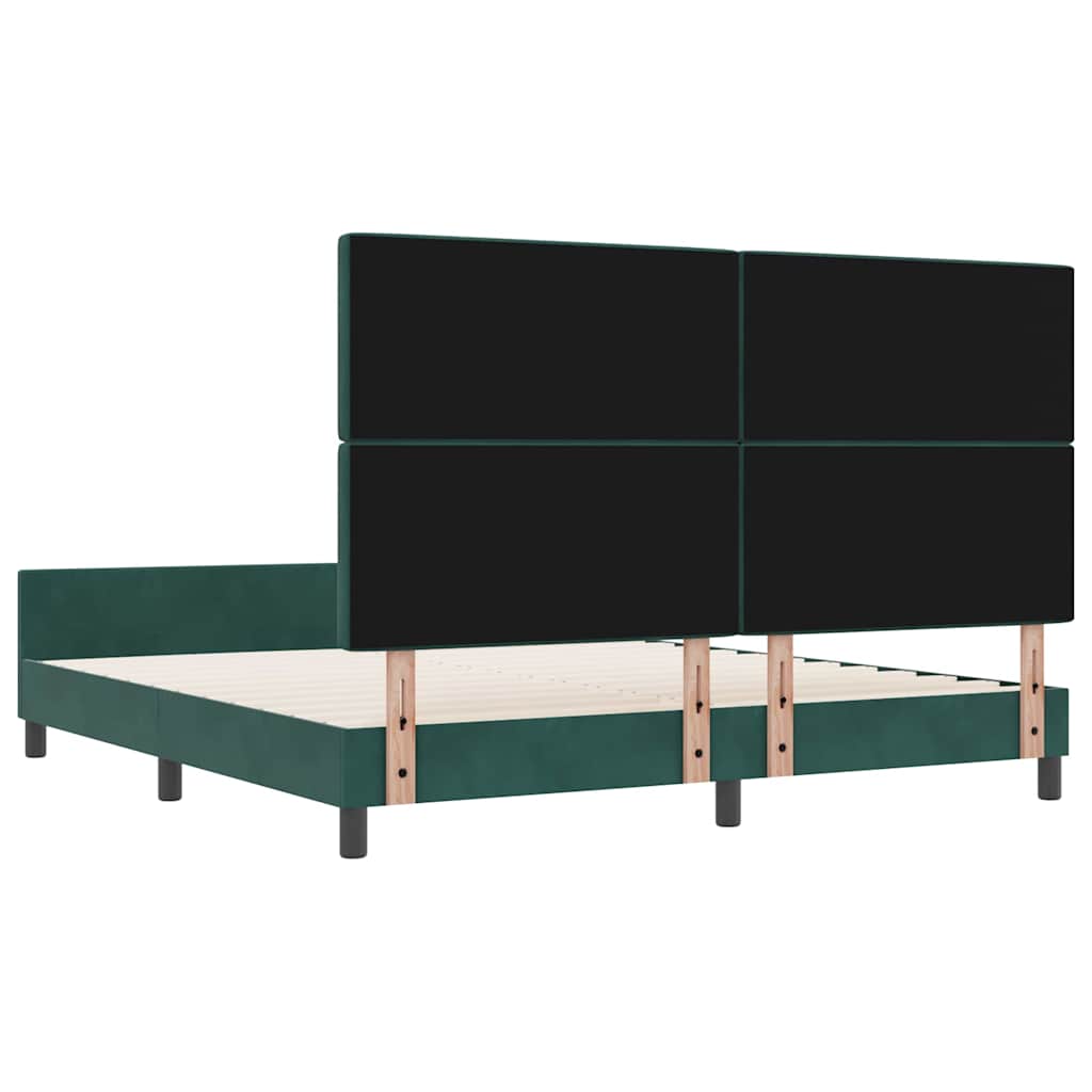 Box Spring Bed with Headboard Dark Green 180 x 200 cm Velvet