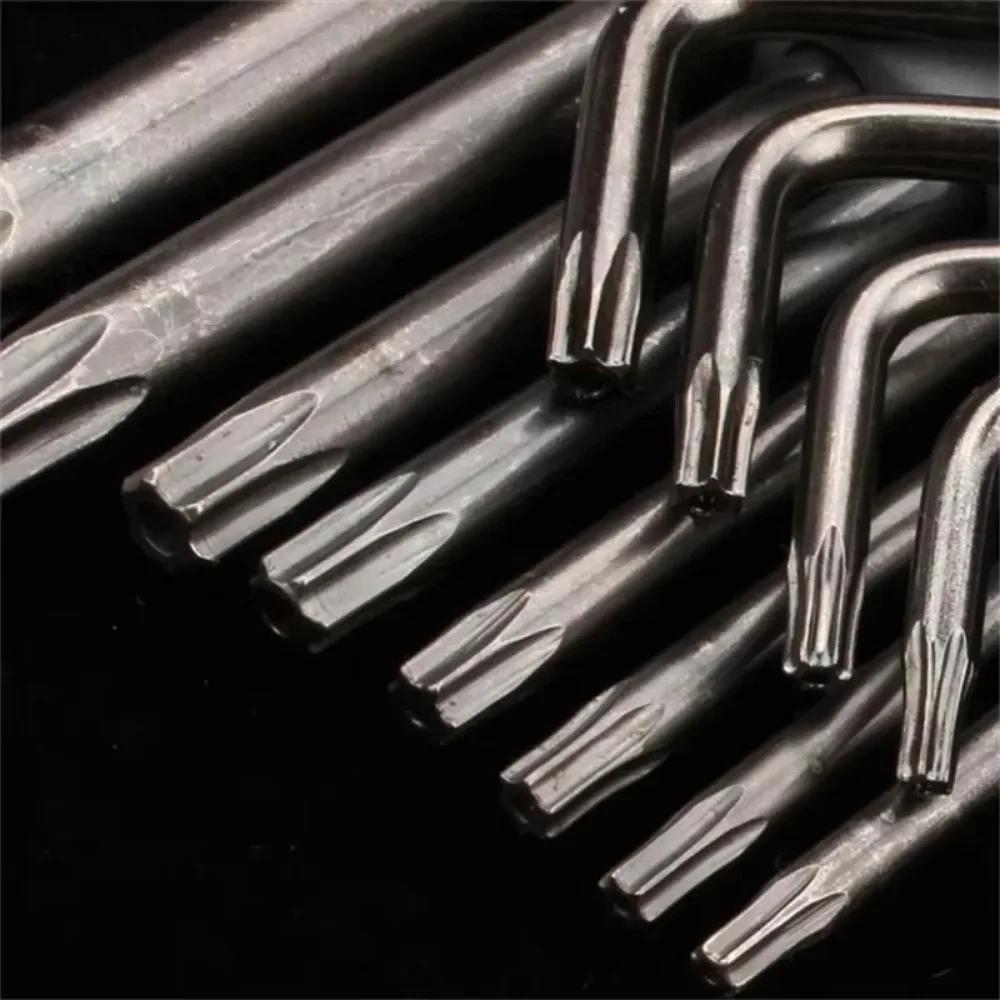 8-i-1 sexkantsskruvmejselnyckelbitsats T5-T40 verktygssats CR-V stjärnnyckel skruvmejsel Torx-sats med bärhållare