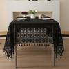 Dust-Resistant Retro Tablecloth Checkered Pattern Lace Tablecloth  Coffee Table