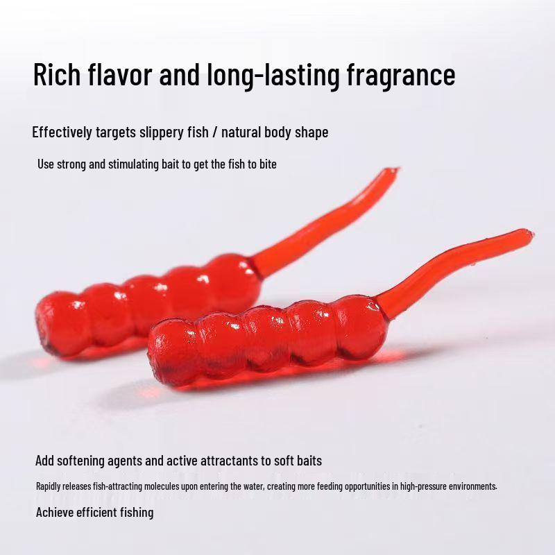 Dynamic Floating Maggot Lure: Soft Bead Simulation for Attracting Carp & Crucian with Earthworm & Redworm Scent.