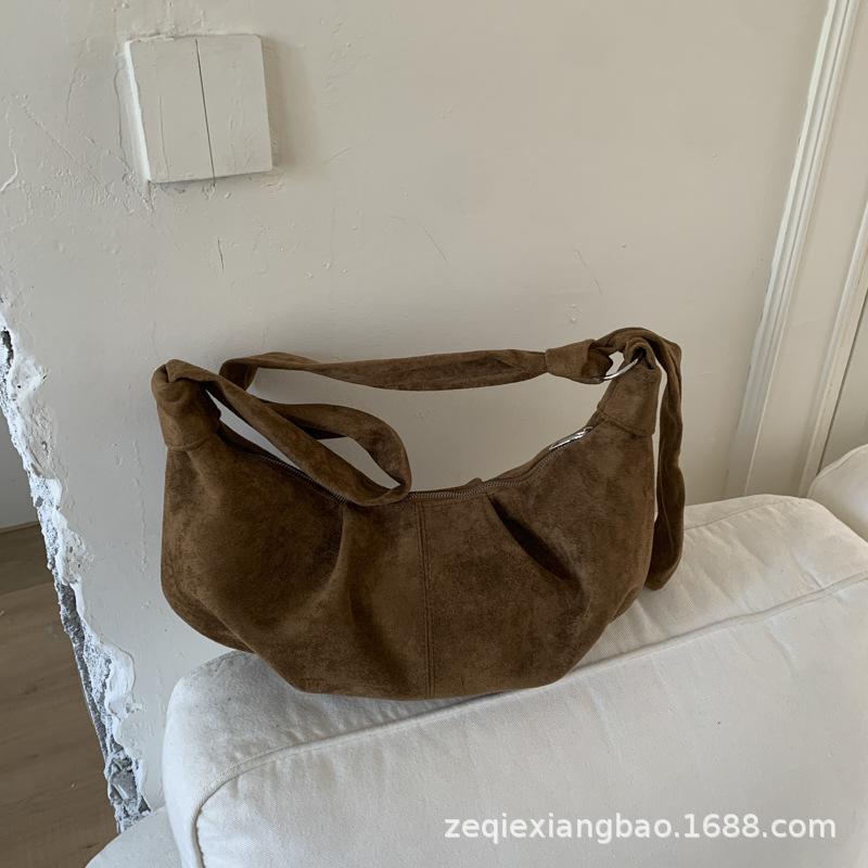 Niche Pleated Suede 2025 New Dumpling Bag Premium Bag Women's Messenger Bag Shoulder Bag