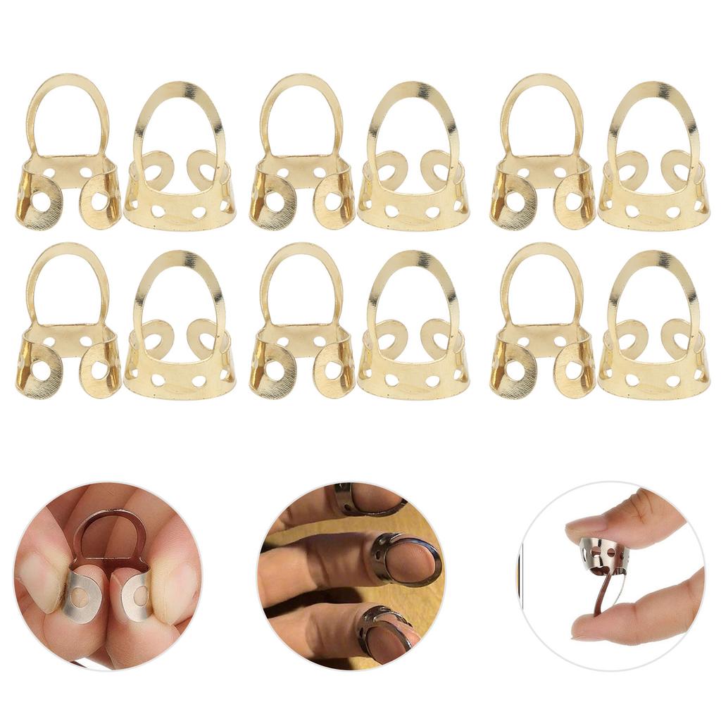 12Pcs Finger Picks Adjustable Stainless Steel Banjo Ukulele Guitar Plucked Strings ToolGold