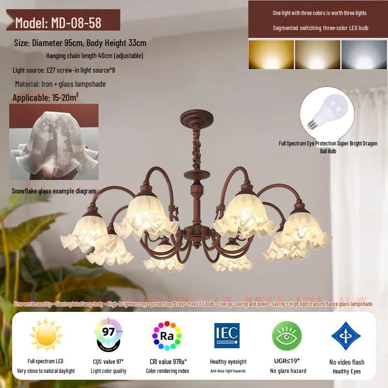 Romantic French Mid-Century Flower Chandelier for Living Room, Bedroom & Restaurant