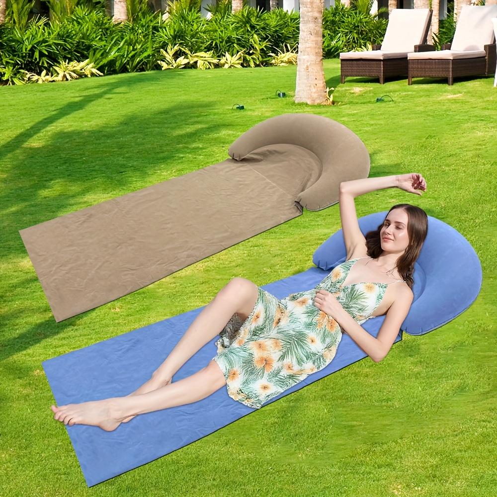 1Pc Inflatable Beach Mat, PVC Inflatable Cushion, Foldable Beach Sleeping Pad, Suitable For Outdoor Activities, Moisture-Proof And Portable Design