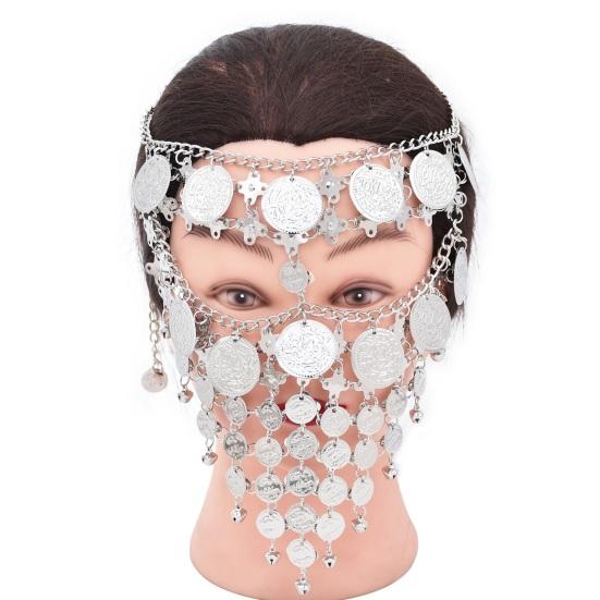 Belly Dance Metal Coins Tassel Face Chain Women Masquerade Cosplay