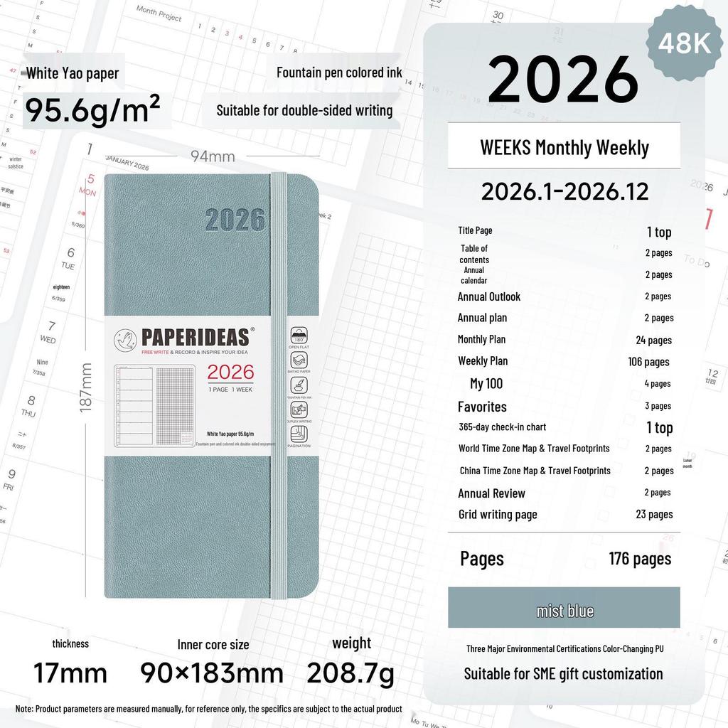 2026 Portable Weekly Planner: Leather-Covered Diary & Time Management Book