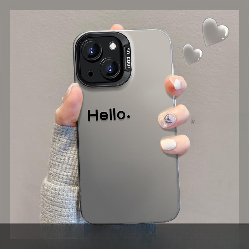 Applicable To Apple 15 Mobile Phone Case Iphone14 English Hello Stealth Bracket 13pro Color Silver Matte 12 Advanced