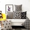 Quadratisch 18" Weiß und Schwarz Geometrisch Kissenbezug Dekorative Kissenbezüge Vintage Heimdeko Kissenbezughülle Für Sofa Zuhause