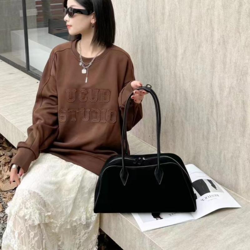 High end suede women's bag, large capacity Bost armpit bag, versatile and fashiable bowling frosted leather shoulder bag