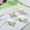 Pack of 5 Cute Rabbit Jewelry Charm Flocking Cartoon Rabbit Pendant Adorable Jewelry Findings for Earrings Keychains