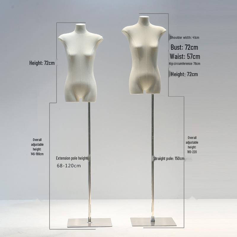 Korean Style Flat Body Female Mannequin with Wide Shoulders for Women's Clothing Display
