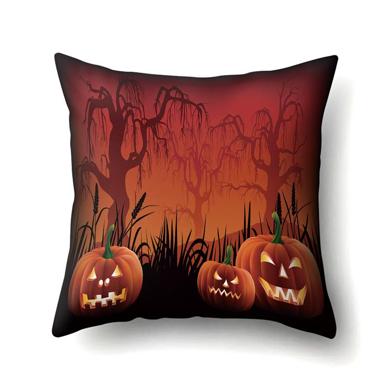Halloween Polyester Pillow Case Car Waist Pillow Pumpkin Sofa Cushion Cover Office Living Room Pillow Case