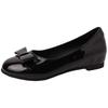 Summer Bow Commuter Leather Shoes Work Round Head Shallow Mouth Single Shoes Women's Fashion Patent Leather Wedge Soft-soled Shoes