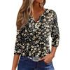 Women's T Shirt Print Button 3/4 Sleeve Daily Weekend Fashion Basic V- Neck Regular Top