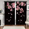 2 Pcs Dark Peach blossoms print curtains,suitable for bedroom,living room kitchen decoration,home decoration,window decoration