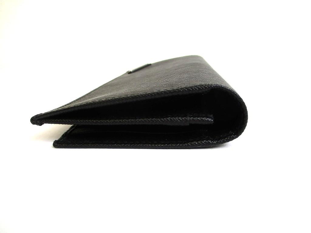 Authentic PRADA Saffiano Triangle Black Leather Bifold Long Flap Wallet #b088  Seller Refurbished