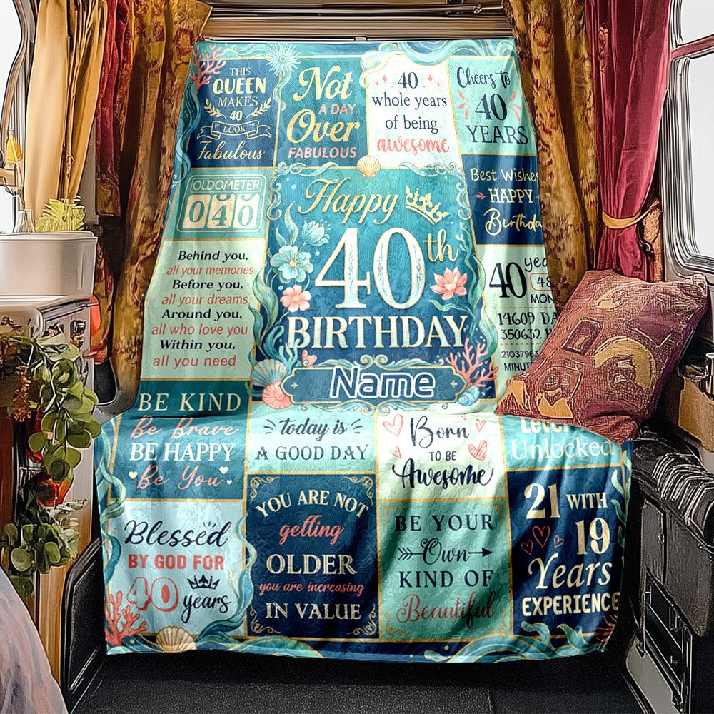 Happy 40Th Birthday Blanket Durable Comfort For Sofa Couch Office Bed Picnics Ideal For All Seasons Stylish Decor Perfect Gift For Relatives And
