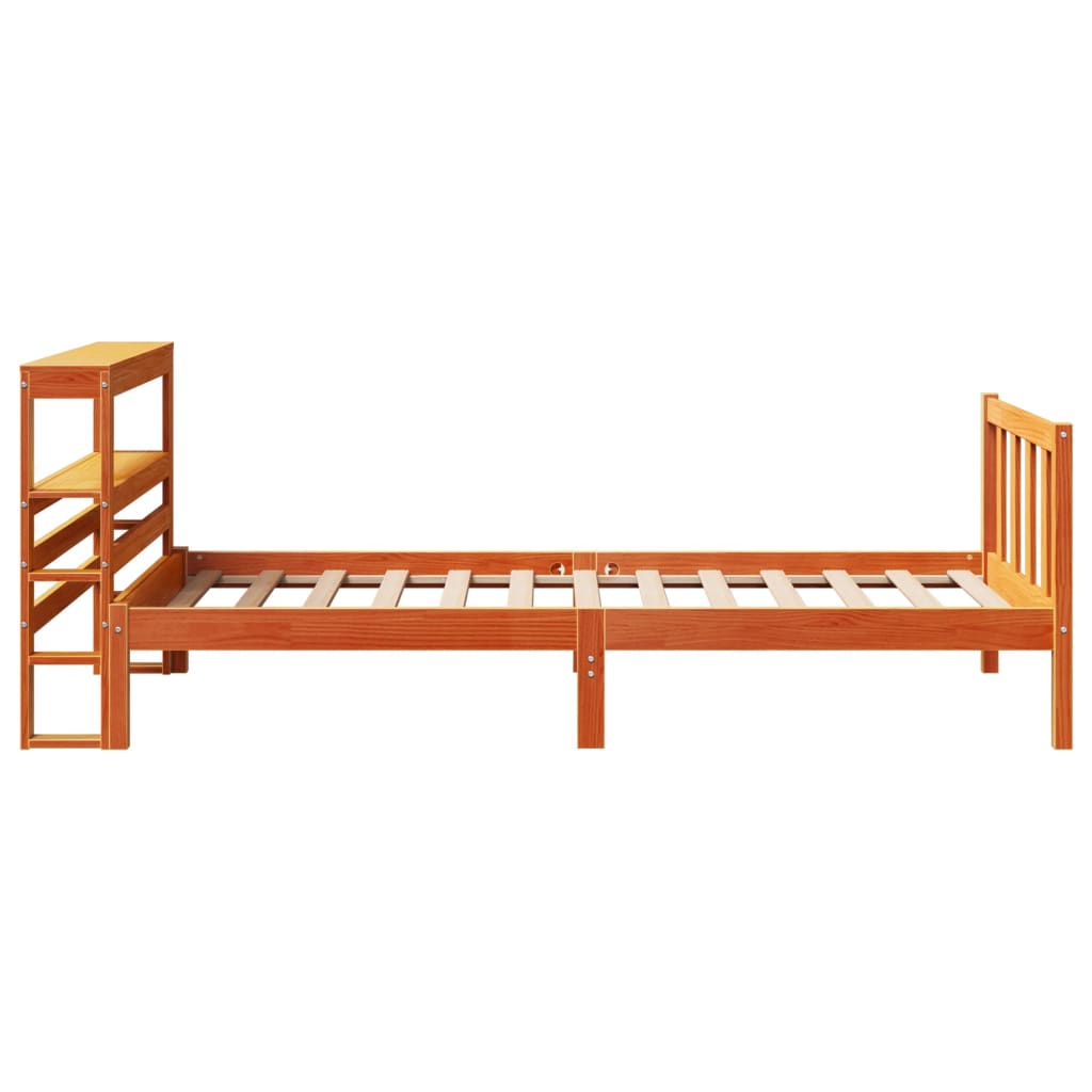 Wooden Bed Frame with Headboard without Mattress Wax Brown 100x200 cm