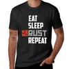 Eat Sleep Rust Repeat White Text T-Shirt Graphic T Shirts Heavyweights for a Boy Anime Shirts M