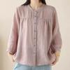 Minimalistisch Elegantes 3/4-Ärmel Stehkragen Hemd Damen Vielseitig Locker Schlankmachend Lässig Strickjacke Top