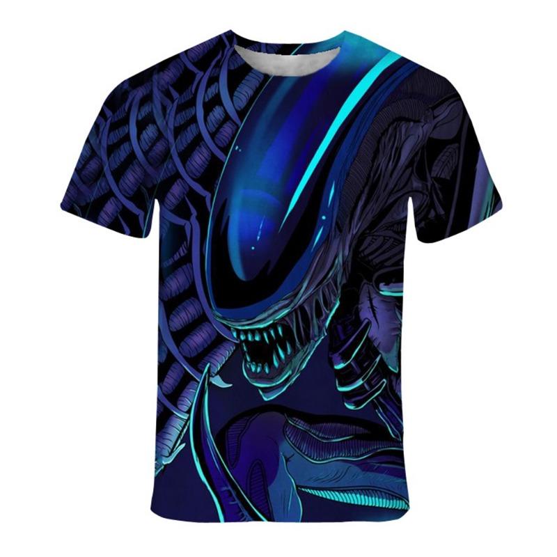 T-shirt estiva da uomo con stampa 3D di teschio, personalizzata, con stampa cool, stile punk rock retro, alla moda, manica corta