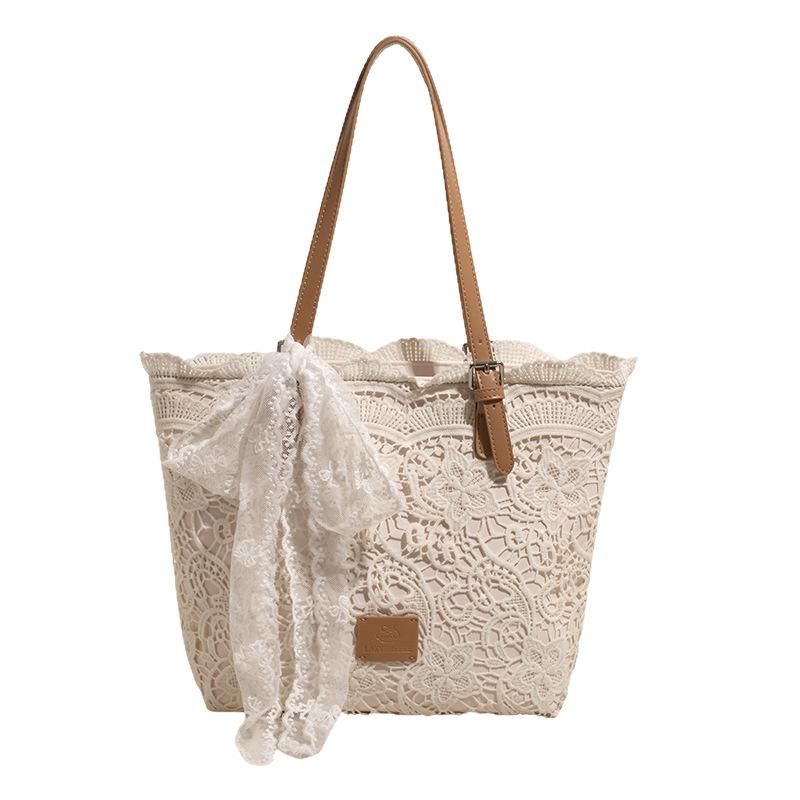 Lace Bow Large Capacity Tote Bag Women's New Versatile Shoulder Bag