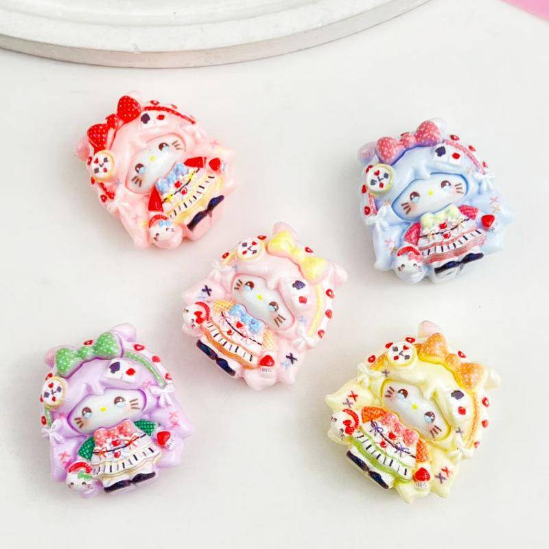 Cartoon Lisa Kitten Girl Resin Accessories: DIY Cream Glue, Hair Clip, Hair Tie, Keychain, Phone Case Ornament