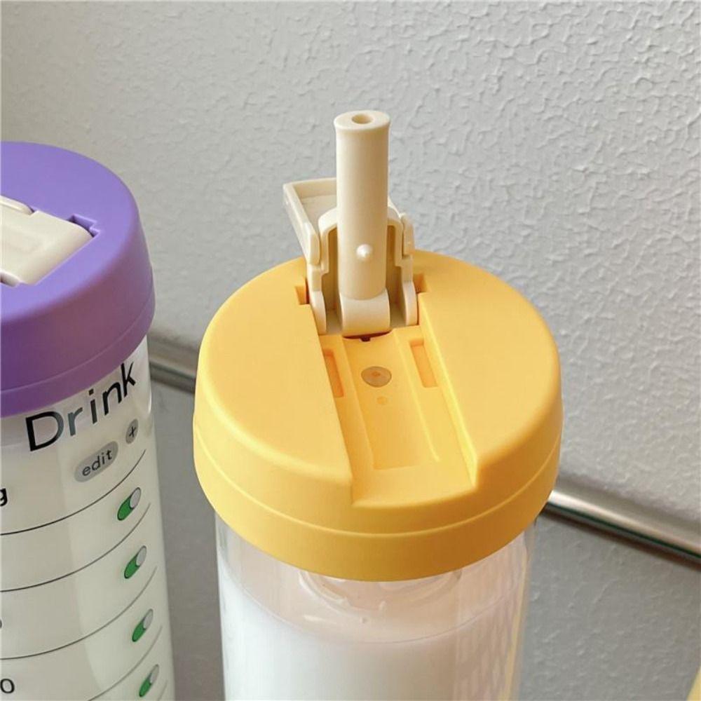 Alarm Clock Sports Water Bottle Large Capacity Outdoor Glass Straw Cup  Primary School Students
