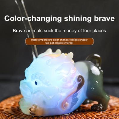 Color Changing Tea Pet Pixiu Resin Lucky Statue Kung Fu Tea