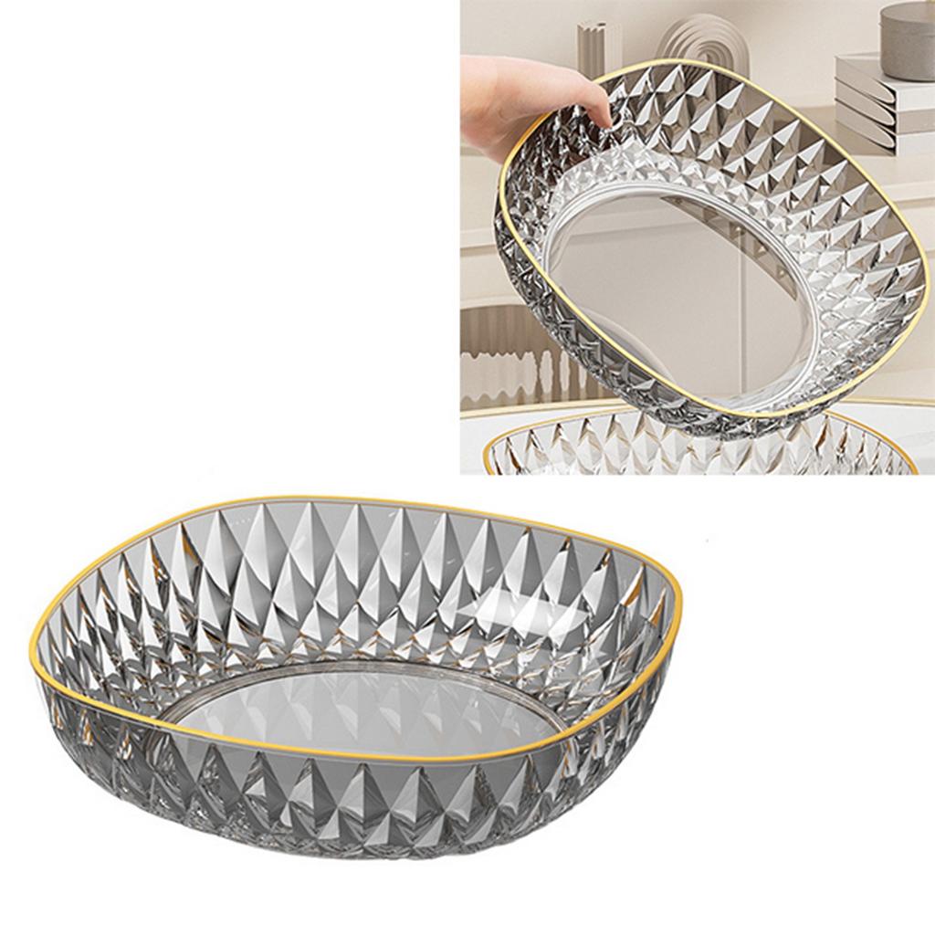 Fruit Bowl Light Luxury Plastic Round Candy Fruit Nut Snack Plate for Living Room Coffee Table