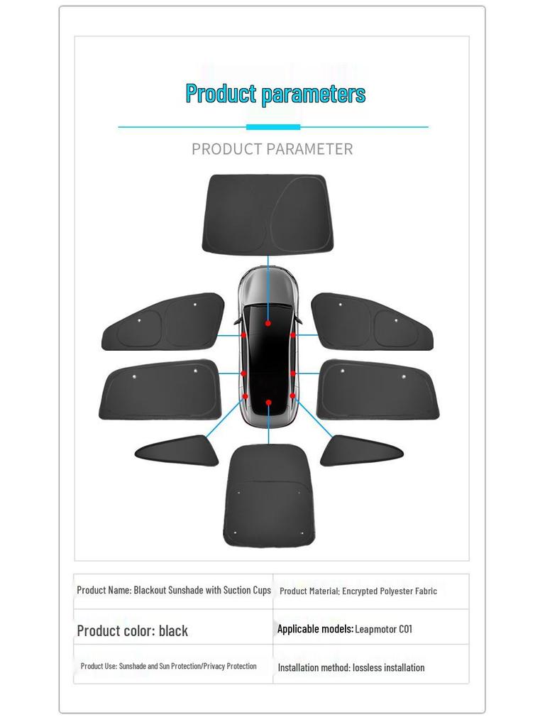 Leapmotor C01/C11 Window Sunshade: Privacy, Lightproof, Heat Insulation, Anti-Peeping Protection