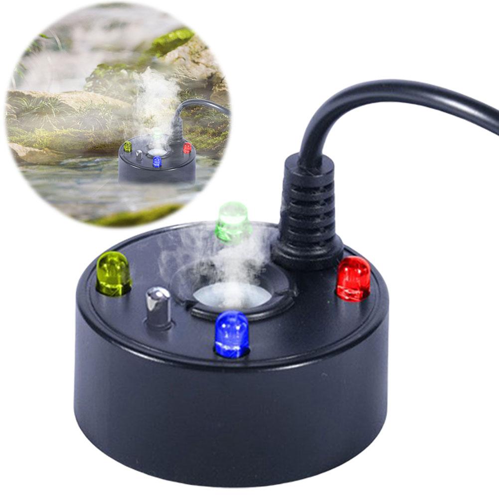 USB Nebelmaschine Bunte LED-Leuchten Nebelgerät Wasserbrunnen Teich Nebelmaschine Luftbefeuchter für Aquarien Felsengarten Dekoration