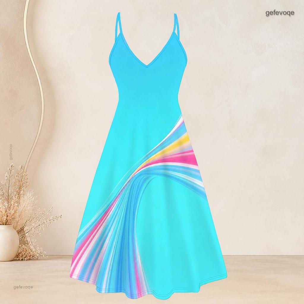 Women Plus Size Colorful Printed Two Piece Set V Neck Strappy Flared Dress Short Sleeve Open Front Cardigan