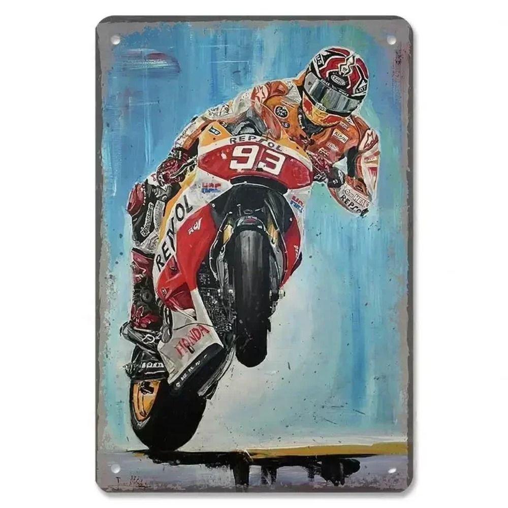 Placca in Latta Vintage Moto, Decorazione Garage Officina Dacha 20x30cm
