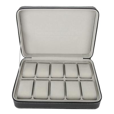 Scatola Porta Orologi a 10 Scomparti con Cerniera Custodia da Viaggio per Collezionisti Organizzatore