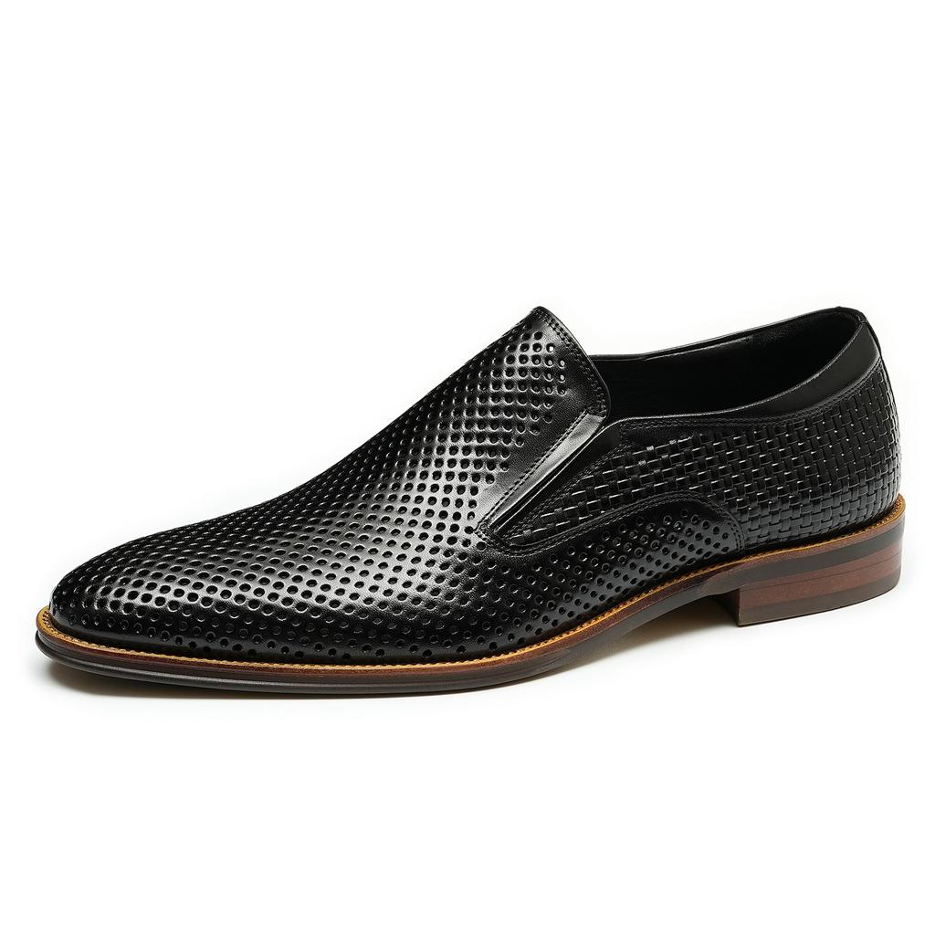 Men'S Leather Shoes Hollow Leather Men'S Shoes Summer One Pedal Business Casual Shoes Soft Sole Breathable Pointed British Dress Shoes