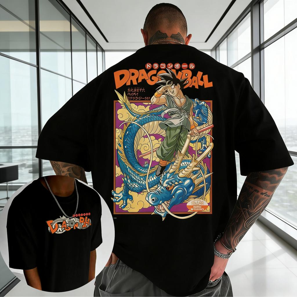 Nuova T-shirt Sportiva Estiva da Uomo Dragon Ball Anime Goku Girocollo Manica Corta 2026 Bandai Cotone Ampia e Traspirante